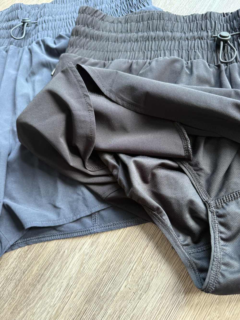 Women's Lightweight Elastic Waist Running Shorts - Black and Navy - Picture 3 of 6